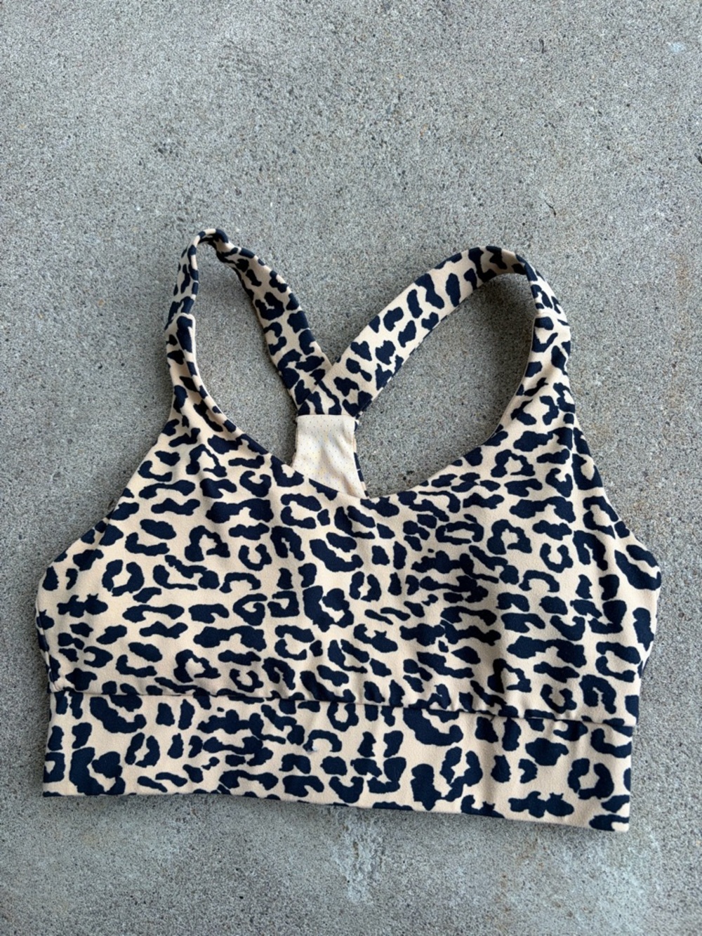 Kyodan Beige and Black Leopard-Print Racerback Sports Bra